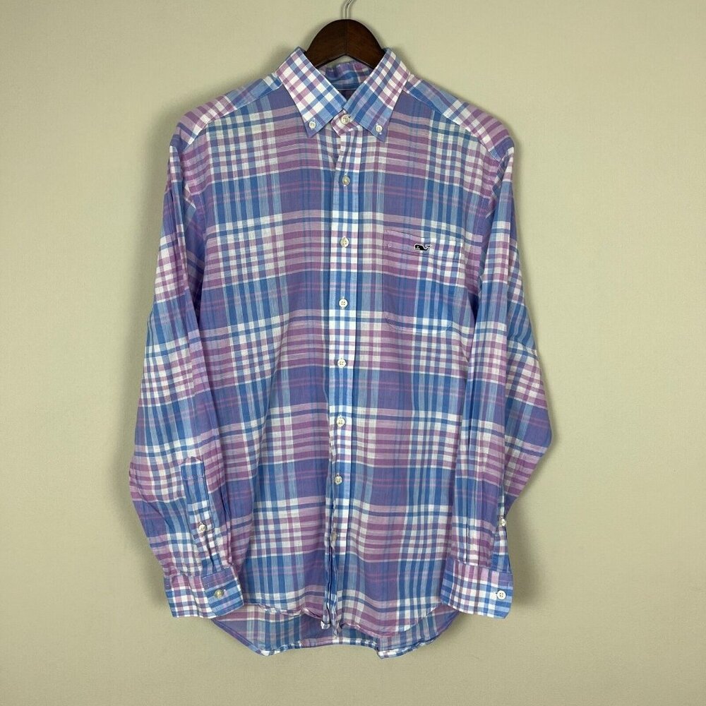 Vineyard Vines Tucker Shirt Mens Medium Blue Purple Plaid‎ Check Button Down M